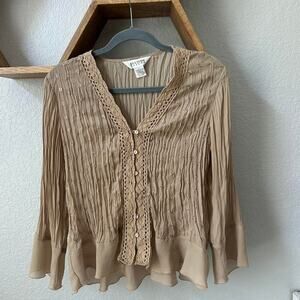 Tan vintage crochet blouse